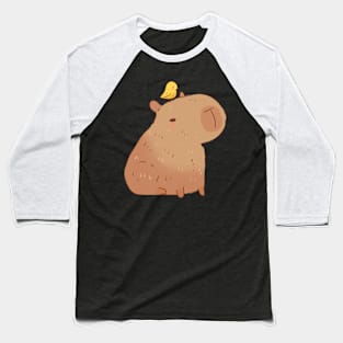 Capybara and bird illustration Baseball T-Shirt